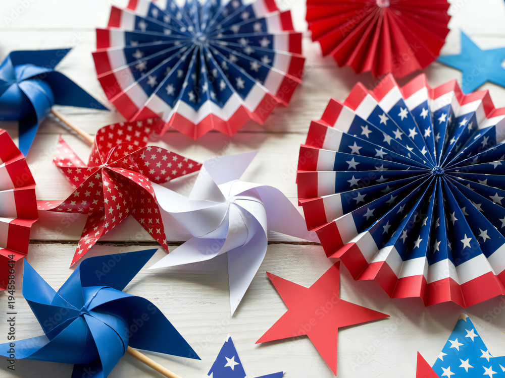 Obraz premium Patriotic paper decorations for independence day celebrations
