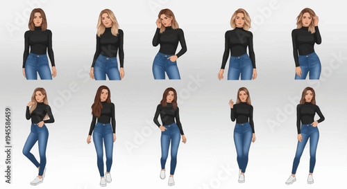 Fashion Model Poses Collection: Diverse Women in Stylish Outfits