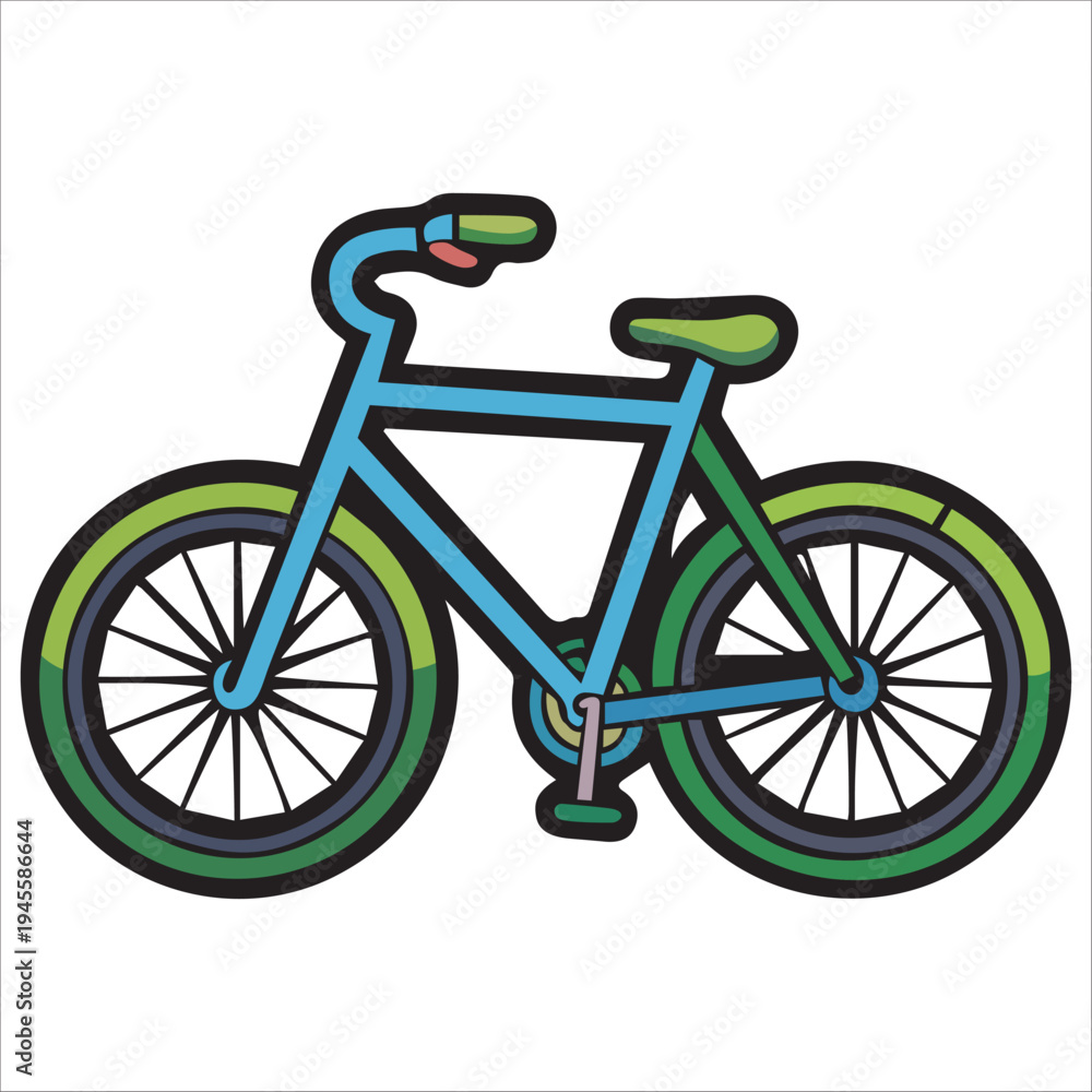 Fototapeta premium Eco Friendly Bicycle Cartoon Icon – Sustainable Transport Flat Vector Illustration