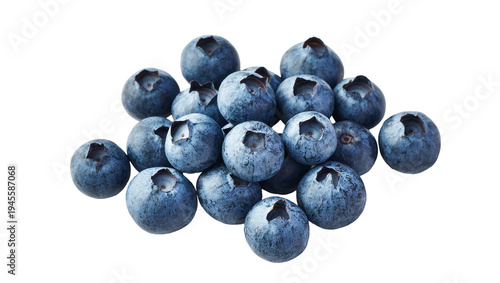 Isolated Fresh ripe blueberries pile, healthy organic superfood fruit for diet and nutrition