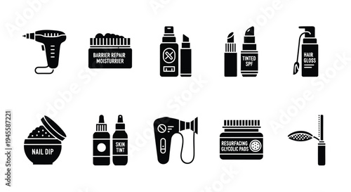 Set of 10 makeup and beauty icons vector