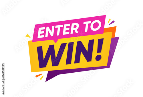 Cuadro en lienzo Enter to Win Banner Colorful Promotional Sticker Design