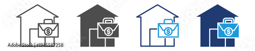 property business icon set multiple style
