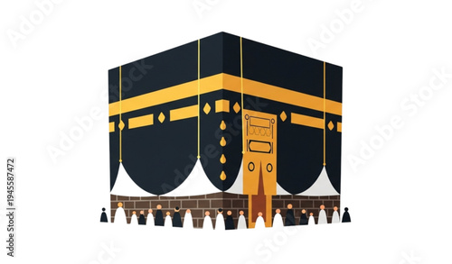 A vector graphic illustration of the Kaaba in Mecca, Saudi Arabia