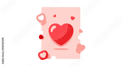 Romantic Heart Card with Floating Hearts - Love Concept