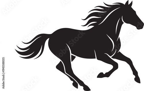 Galloping horse silhouette a dynamic and powerful black graphic design