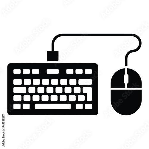 Essential Computer Peripherals Icon Featuring Keyboard and Wired Mouse Device