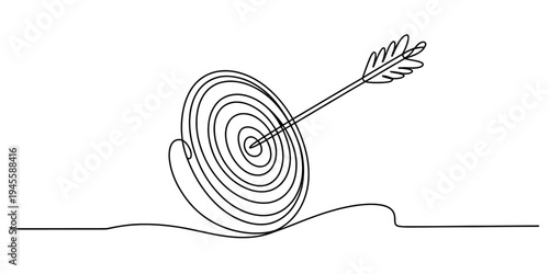 Bullseye target with arrow, hit success concept, business goal achievement