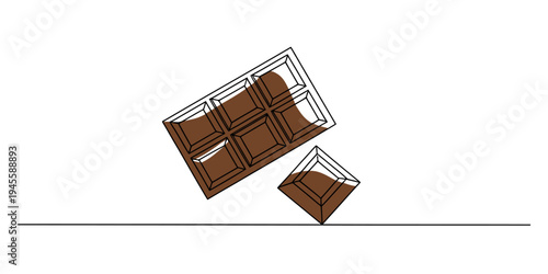 A simple digital illustration of a brown chocolate bar with one square piece separated