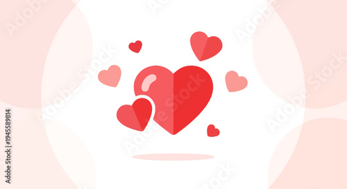 Red Hearts Collection: Love, Romance, Valentine's Day - Flat Design