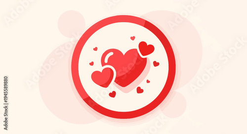 Red Hearts Icon Set, Love Symbol, Valentine's Day Graphic Design Elements
