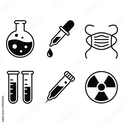 Laboratory Science and Medical Research Outline Vector Icons