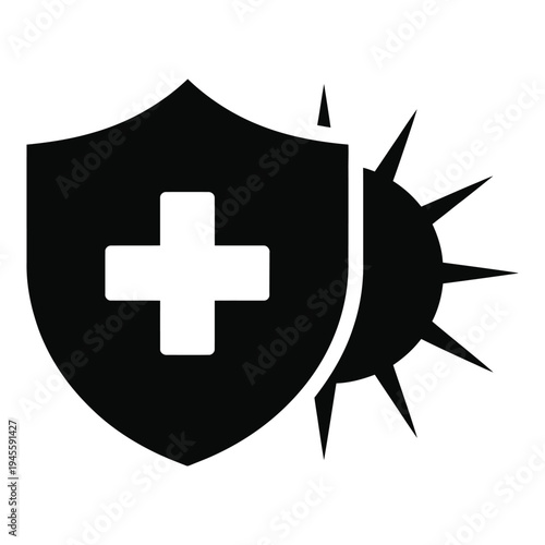 Medical Shield Protecting Against Virus Outbreak Black Icon