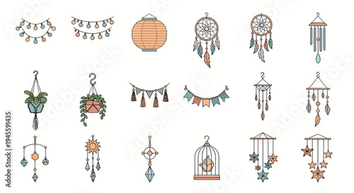 Bohemian decor elements hanging ornaments