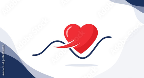 Red Heartbeat Line Icon: Love, Health and Wellness Concept