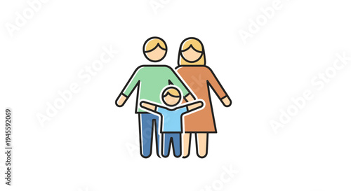 Illustration of Family with Young Child.