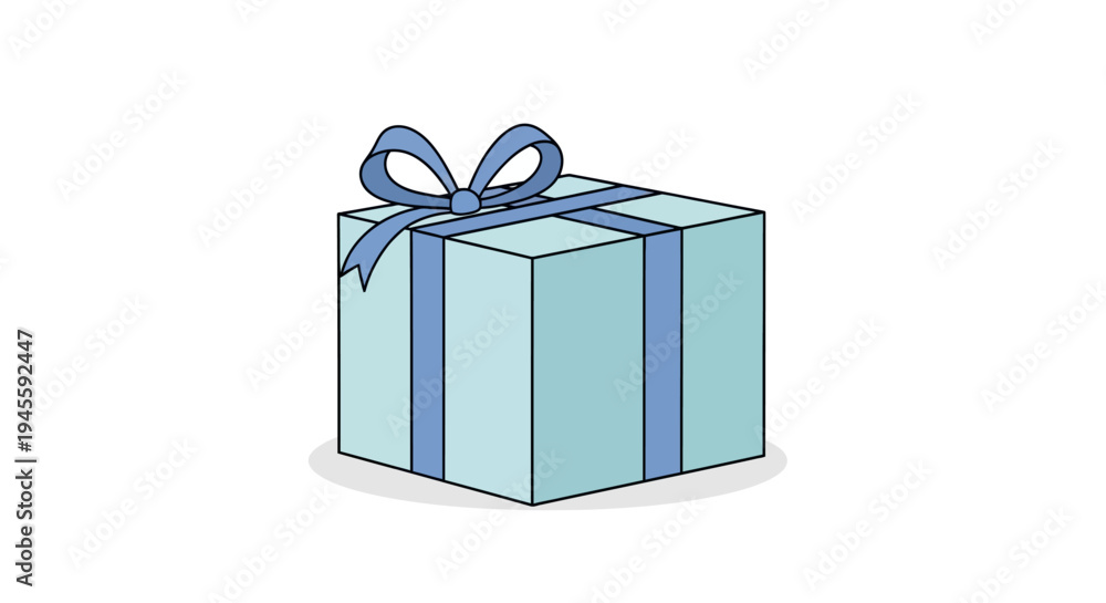 Obraz premium The image depicts a gift box wrapped with a blue ribbon and bow on top.