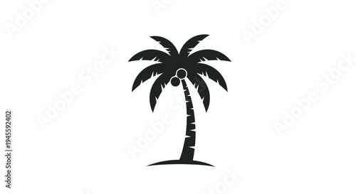 Isolated black silhouette of a palm tree.