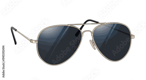 A stylish pair of vintage aviator sunglasses with dark lenses and gold frames.