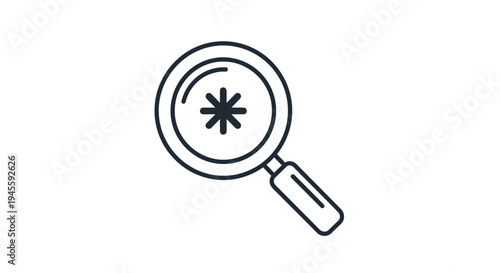 A magnifying glass with an asterisk symbol inside is shown.