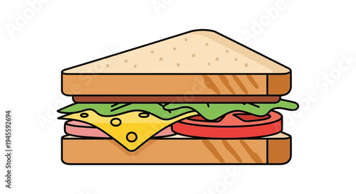 A cartoon sandwich with cheese lettuce and tomato on a plate indoors