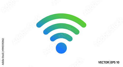 A vibrant green and blue WiFi symbol illustration on white background