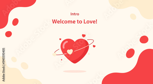 Red Heart with Orbit Lines, Welcome to Love Intro Graphic