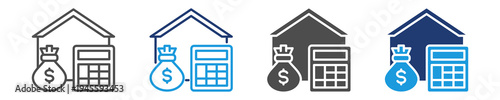 budget house icon set multiple style