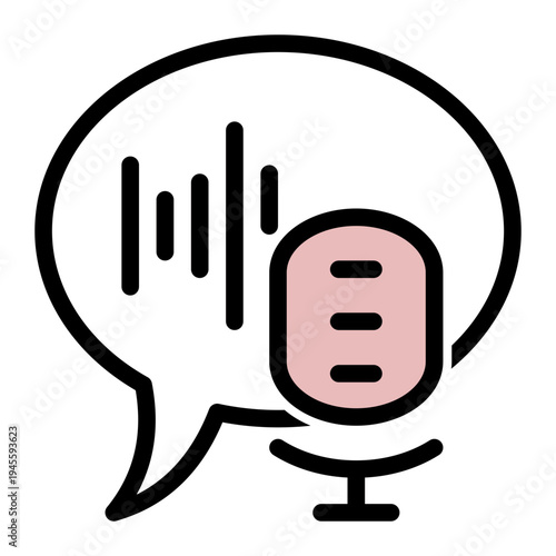 Audio Content Voice Broadcast icon from the Digital Business icon collection (Outline Color Lineal Style)