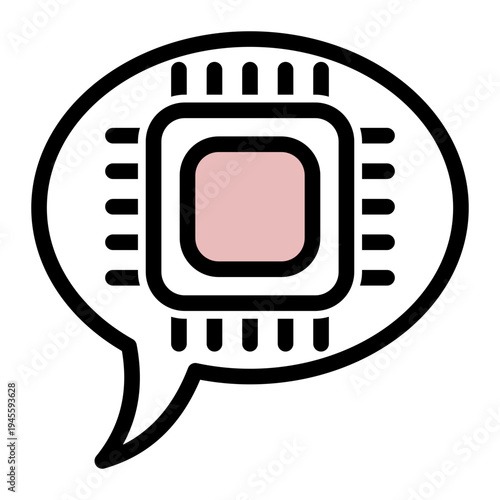 AI Conversational Messaging Bot icon from the Digital Business icon collection (Outline Color Lineal Style)