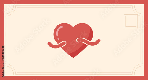 Red Heart with Tentacles, Love Symbol, Valentine's Day, Abstract Design