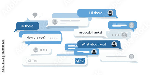 Message bubbles chat vector. Vector template of message bubbles chat boxes icons. 
