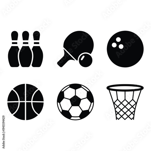 Sports and Recreation Equipment Icons Collection