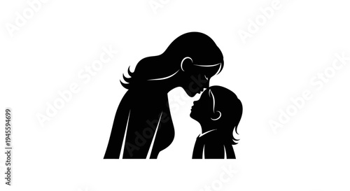 Mother and Child Silhouette Close Together.