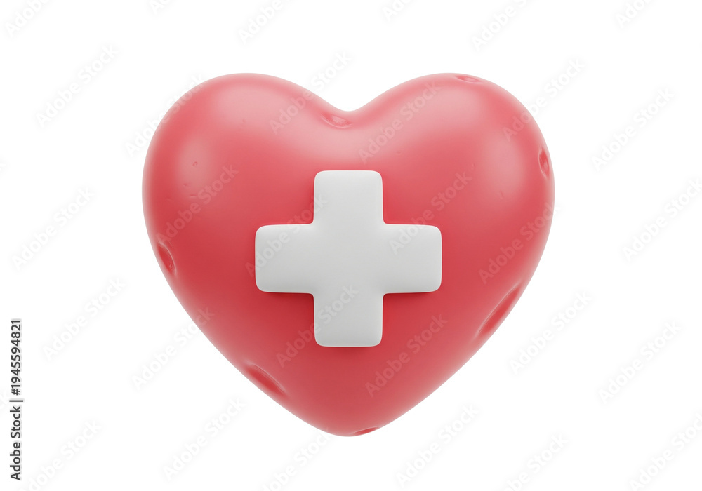 Obraz premium Healthy Heart Symbol with Medical Cross for Healthcare and Wellness
