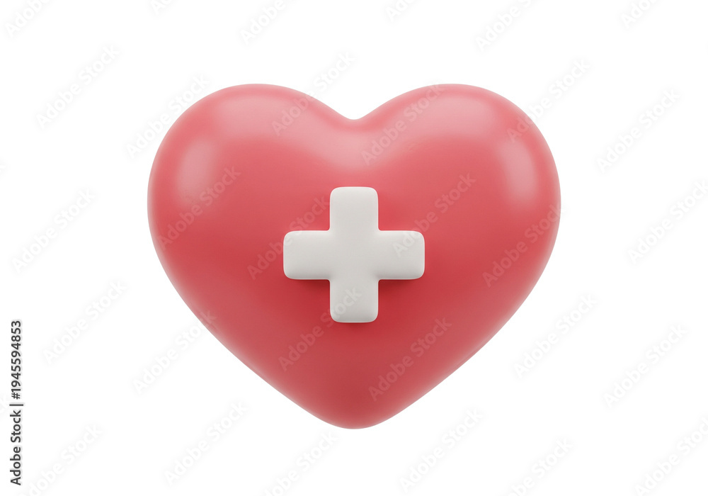 Obraz premium 3D Pink Heart Symbol with White Medical Cross for Health and Care