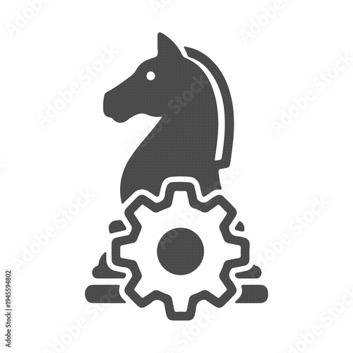 Business Strategy Chess Knight with Gear Icon for Planning Management Leadership and Corporate Strategy Symbol Isolated Transparent PNG File