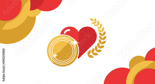 Red Heart with Gold Medal and Laurel Wreath, Award for Love and Achievement