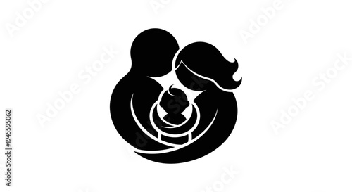Mother and Child Silhouette Logo Design.
