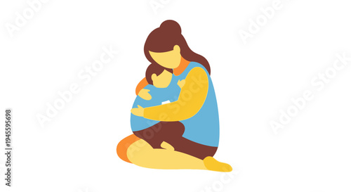 Mother Breastfeeding Baby Sitting on Floor.