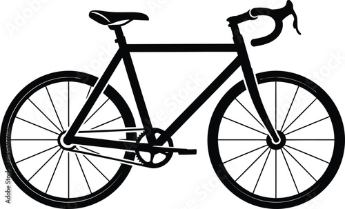 A sleek black bicycle with a minimalist design and thin tires