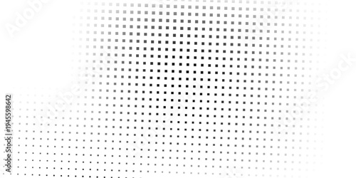 Rectangle mesh wave halftone gradient background. Faded grit noise texture. White and black sand simple