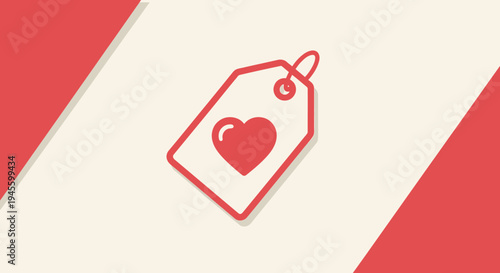 Red Heart Tag Icon - Love Sale Promotion and Marketing Concept