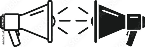 Megaphone communication symbol with sound waves