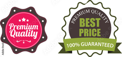 Premium quality and best price guarantee badges for product marketing