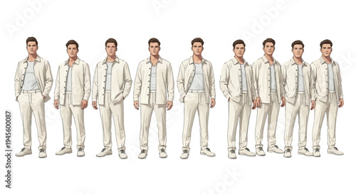 Man Posing in Different Outfits: Casual, Business, Sporty Styles
