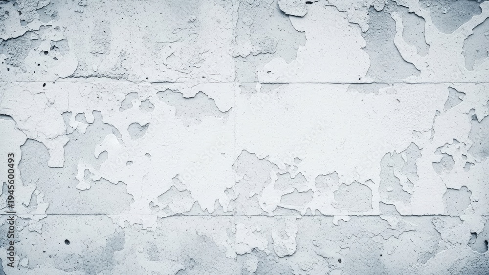 Obraz premium Grungy White Painted Wall Texture with Extensive Cracks and Peeling Layers of Weathered Plaster