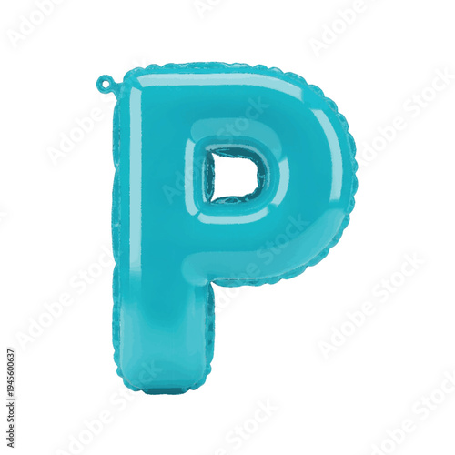 Aqua Blue Letter P Balloon Floating Transparent Background