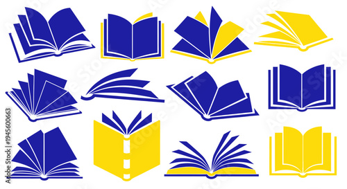 Open Books Collection Icons: Education, Knowledge, Reading, Learning, Literature
