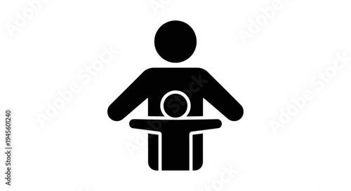 Person Holding Baby at Podium Silhouette.